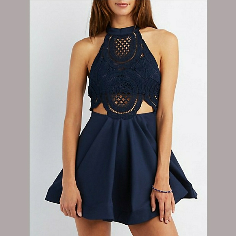 Charlotte Russe Crochet Mini Skater Dress